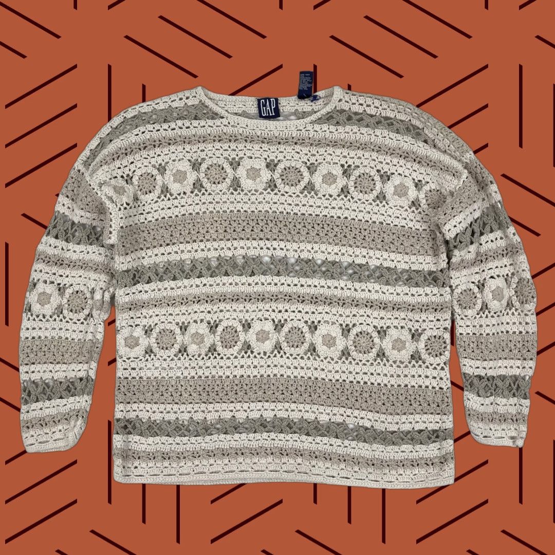 Gap GAP Sweater Womens Medium Silk Brown Crochet Earth Tone Cottagecore Granola Girl Size M / US 6-8 / IT 42-44 - 1 Thumbnail
