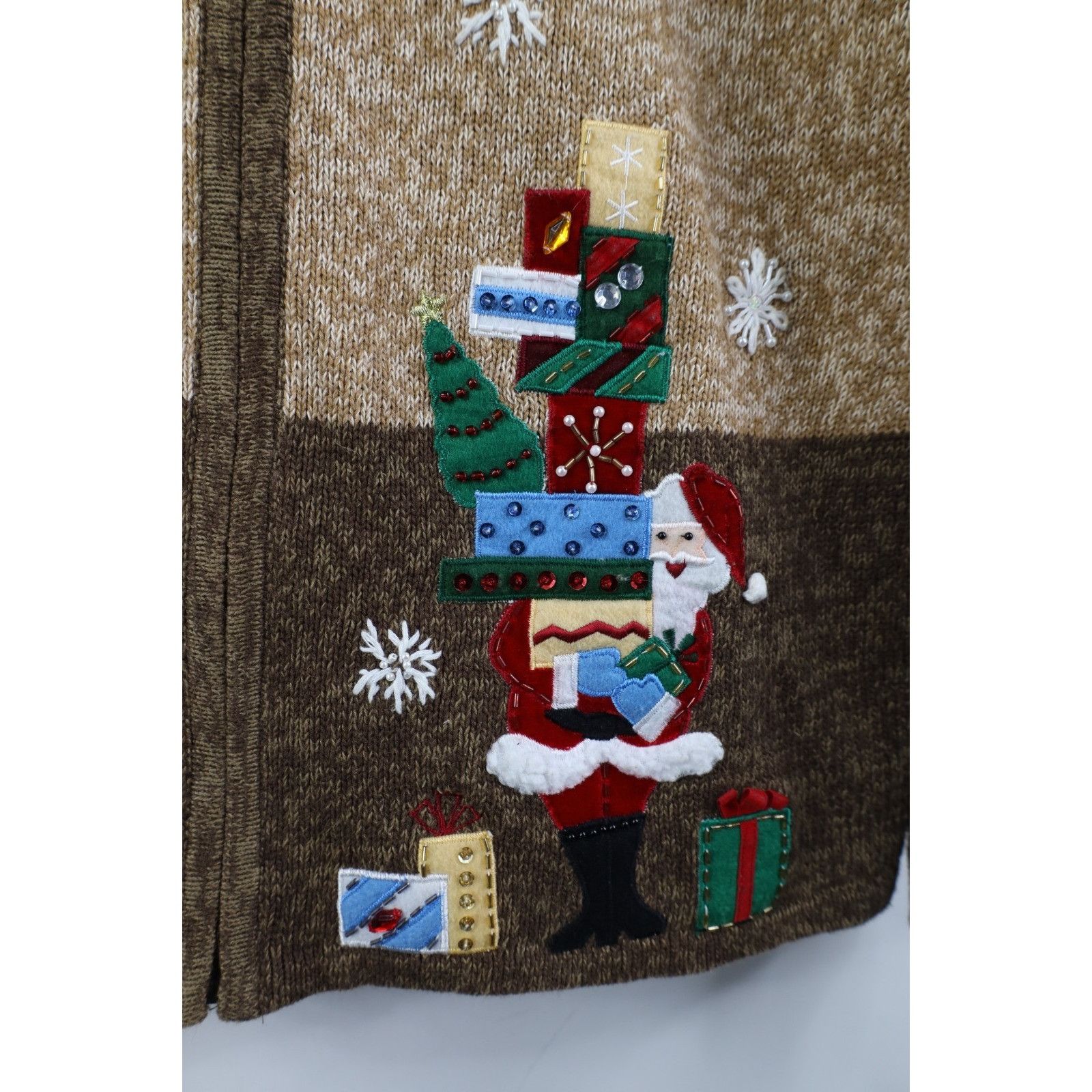 Vintage Vintage 90s Christmas Santa Snowflake Knit Cardigan Sweater Size L / US 10 / IT 46 - 8 Thumbnail