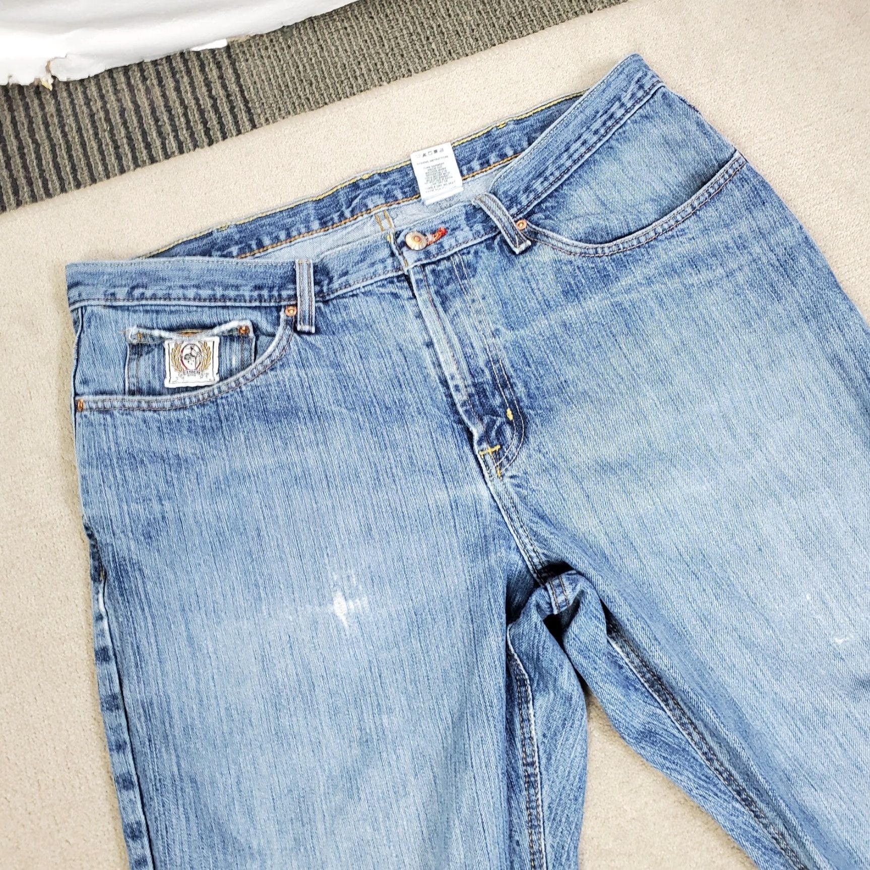 Vintage Cinch Jeans Mens 38x34 Blue Relaxed Fit Straight Leg Distressed White Label Fade Shirt? Size US 38 / EU 54 - 2 Thumbnail