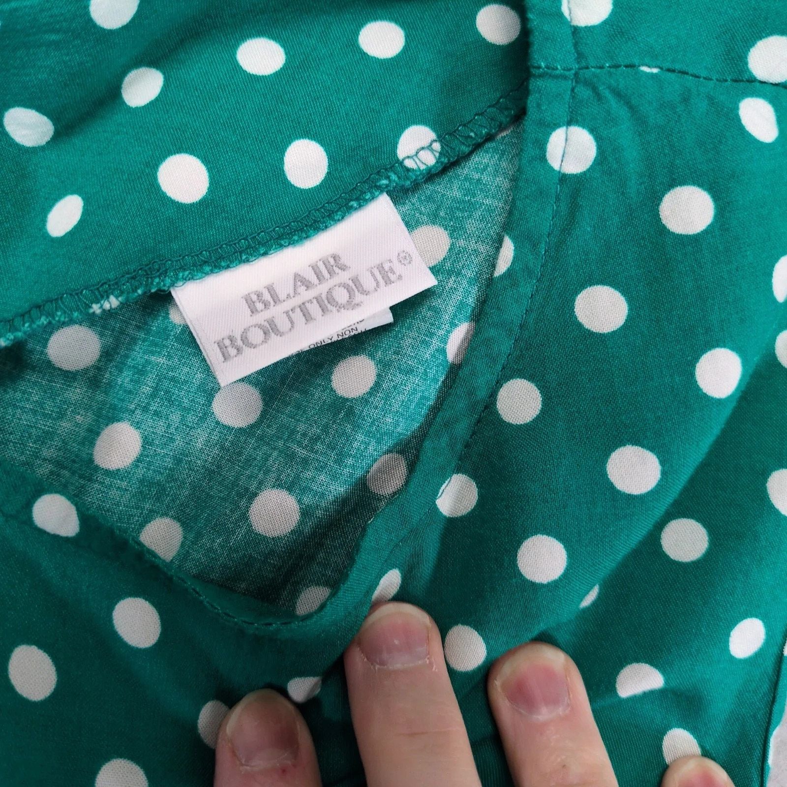 Blair Vtg Blair Boutique Green Polka Dot Midi Dress, Matching Belt Size XL / US 12-14 / IT 48-50 - 4 Thumbnail