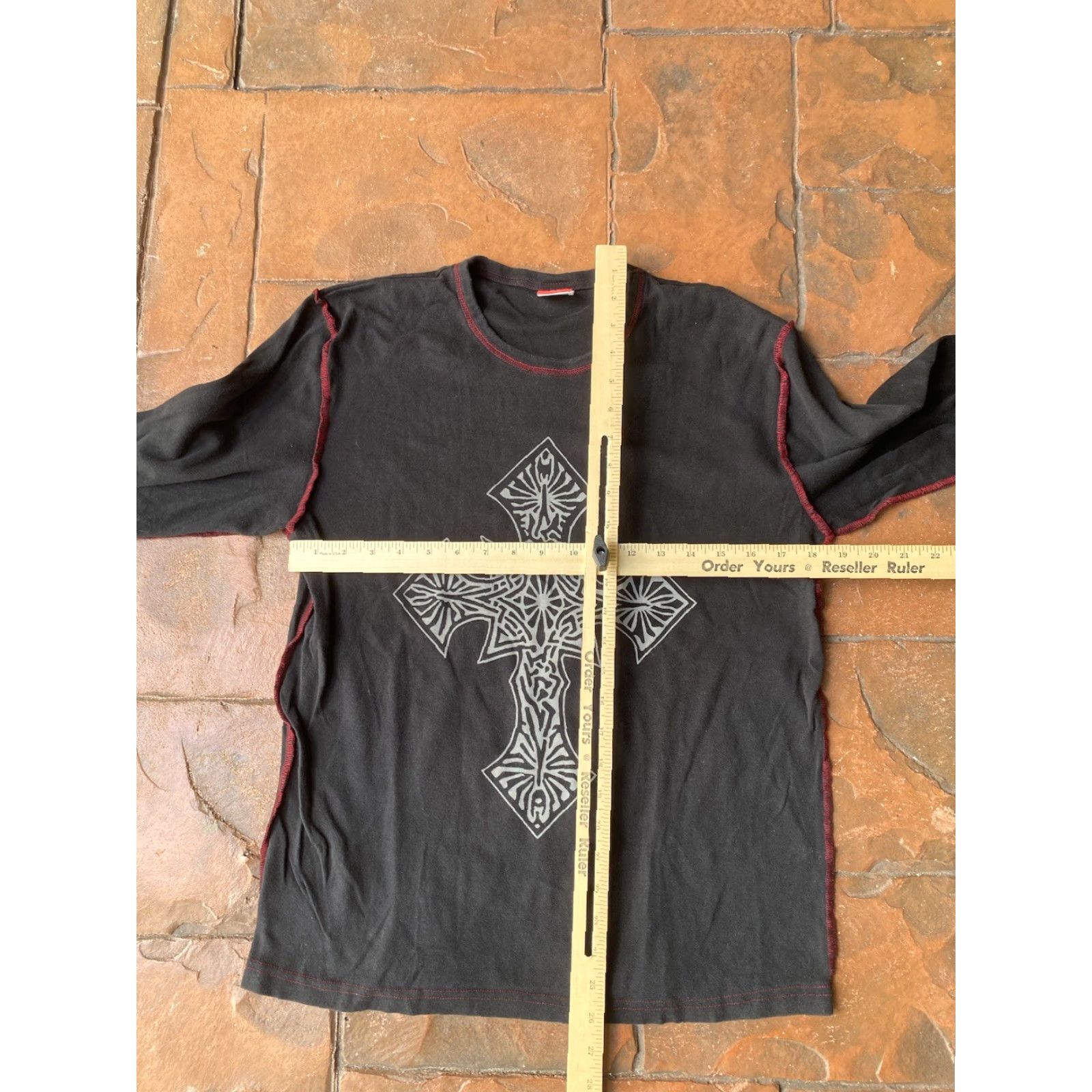 Vintage VINTAGE Salvage Long Sleeve Shirt L Black Y2K Grunge Gothic Hip Hop Theme Mens Slim Knit Cotton Crew Neck Size US L / EU 52-54 / 3 - 7 Thumbnail