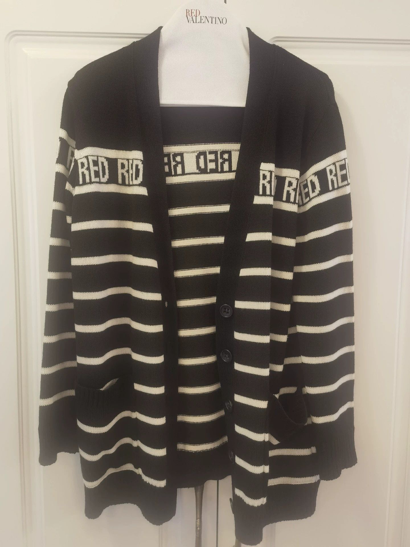 Valentino Red Valentino Black White Cardigan - dmc Size US XXS / EU 40 - 1 Thumbnail