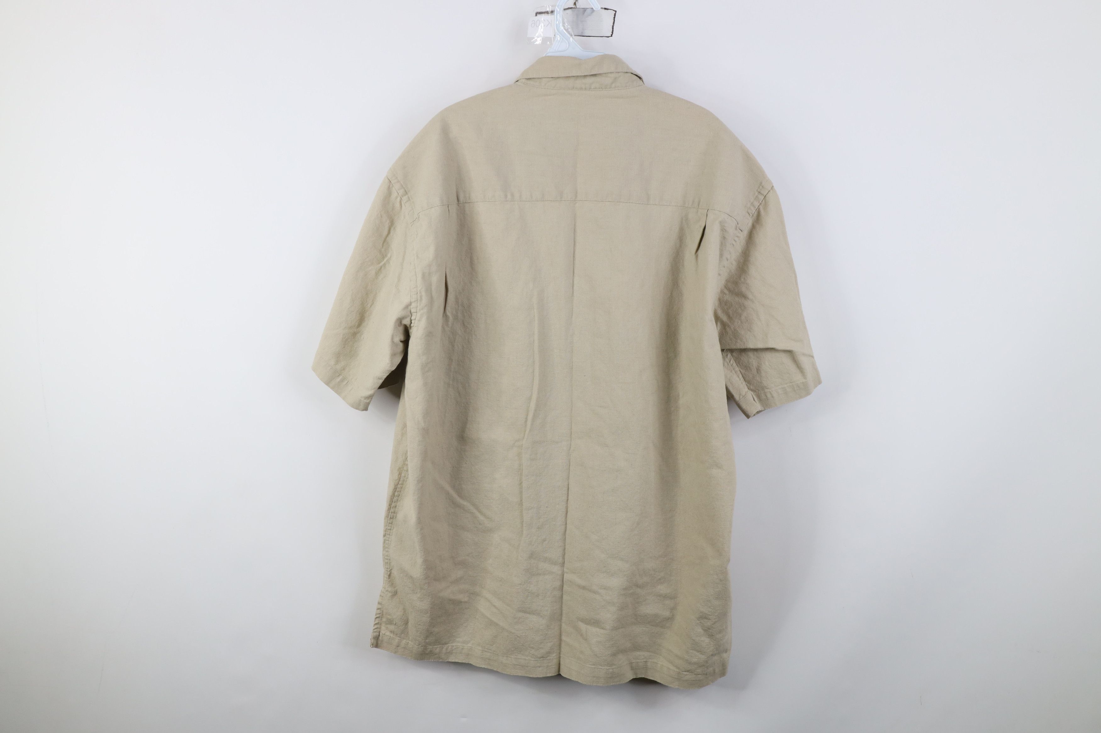 Vintage Vintage 90s Streetwear Heavy Linen Short Sleeve Button Shirt Size US L / EU 52-54 / 3 - 12 Thumbnail