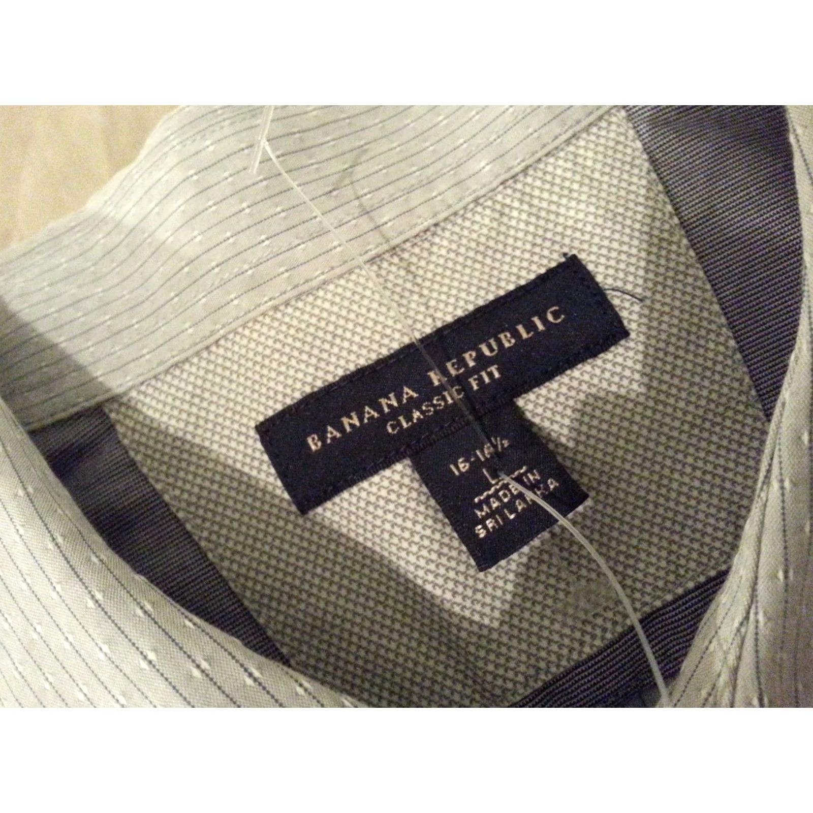 Banana Republic Mens Banana Republic Dress Shirt Large L Long Sleeve Cotton Button 16 1/2 Gray Size 42R - 4 Thumbnail