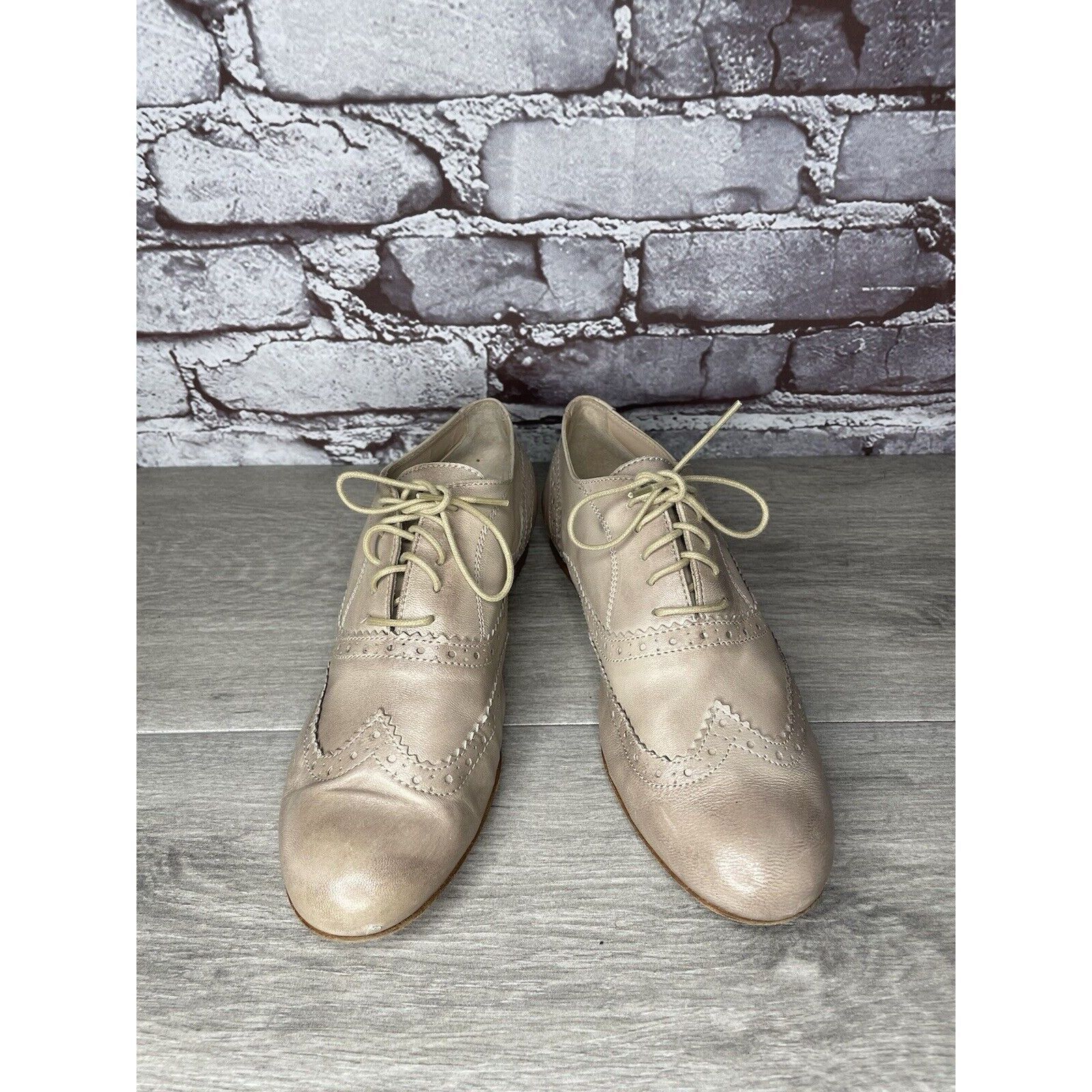 Other Garnet Hill Taupe Nude Felisa Soft Oxfords Wing Tip Shoes Wo Size US 7 / IT 37 - 19 Thumbnail