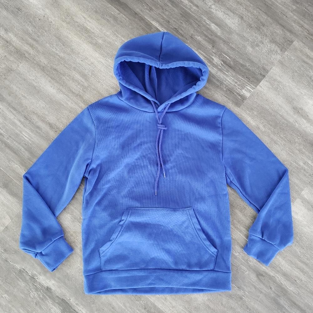 Shein Blue Basic Hoodie 1 Long Sleeve Size 28" / US 6 / IT 42 - 1 Thumbnail