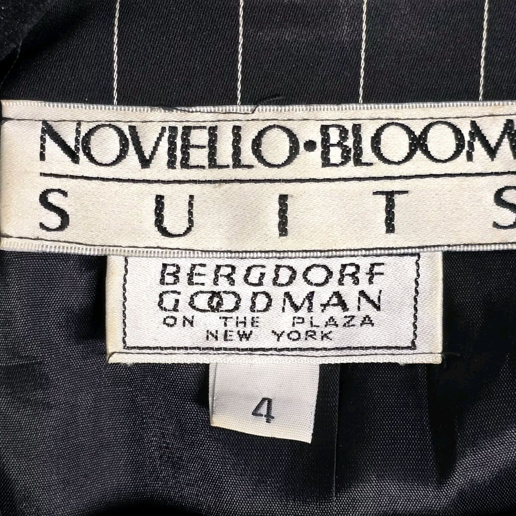 Vintage VTG Noviello-Bloom Black Pinstripe Two Piece Skirt Suit Size 4 Women Clothing Set Jacket Skirt Lined 100% Polyester 2 Piece Vintage Size 27" / US 4 / IT 40 - 7 Thumbnail