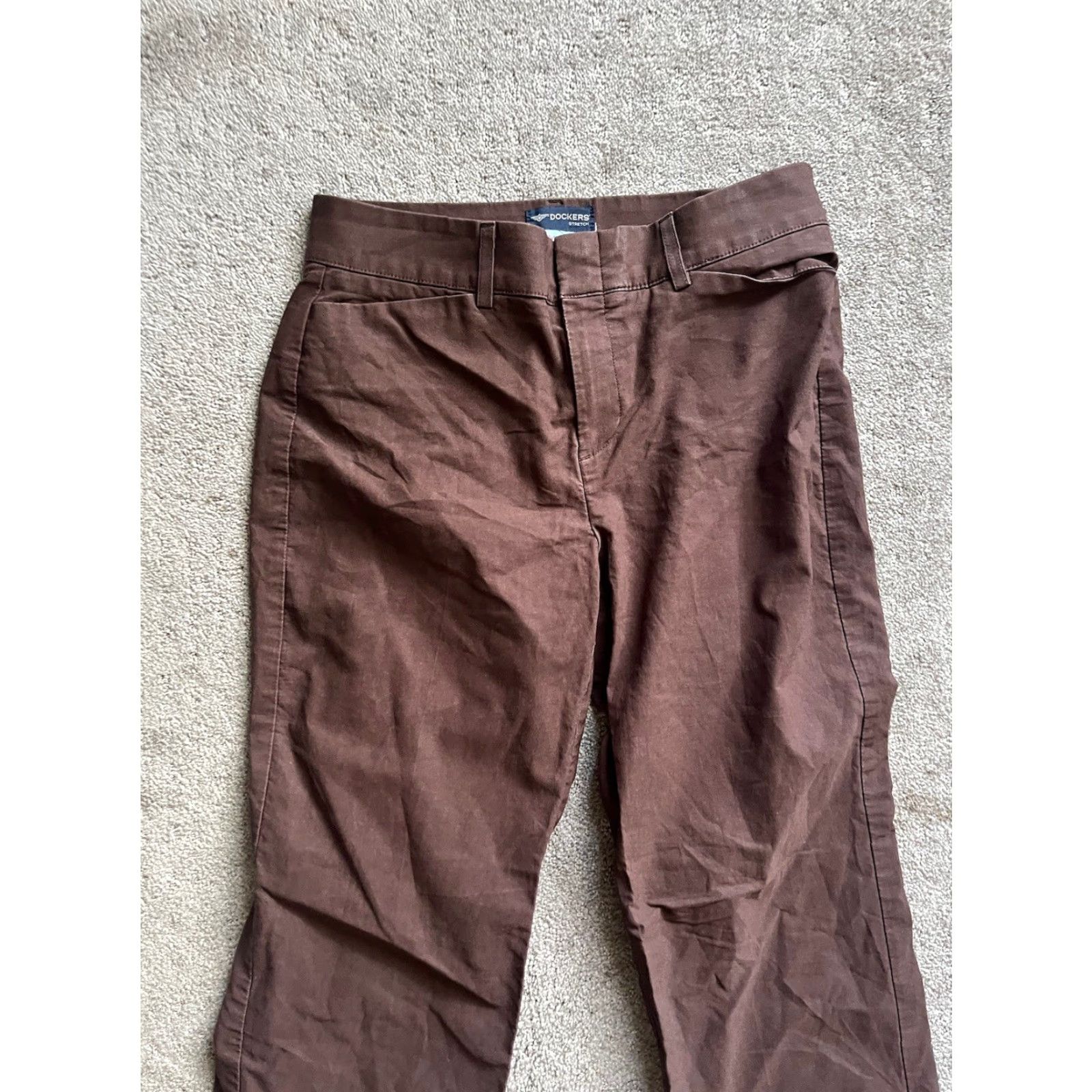 Dockers DOCKERS Women Pants 6P Petite Brown Solid Cotton Poly Knit Flat Front Casual Chino Straight Inseam 30in Womens Pants Size 28" / US 6 / IT 42 - 2 Thumbnail