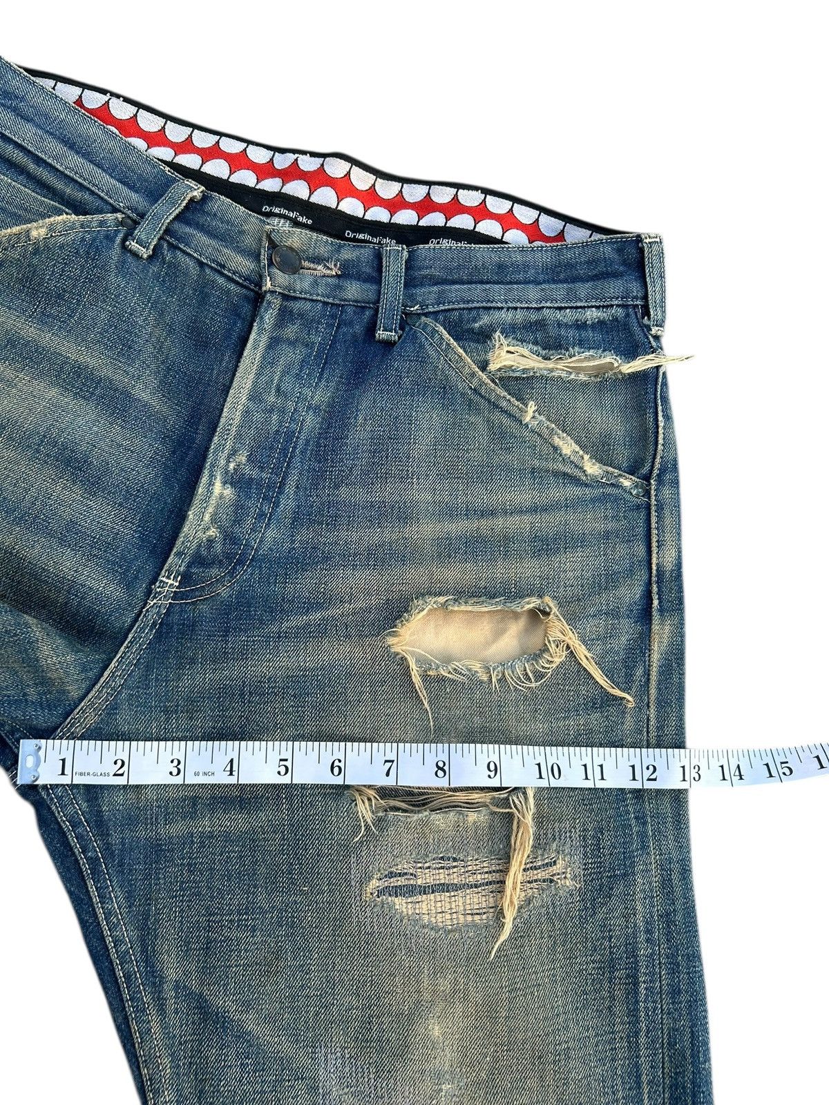 Kaws Thrashed Original Fake Kaws Selvedge Denim Jeans Size US 34 / EU 50 - 21 Thumbnail