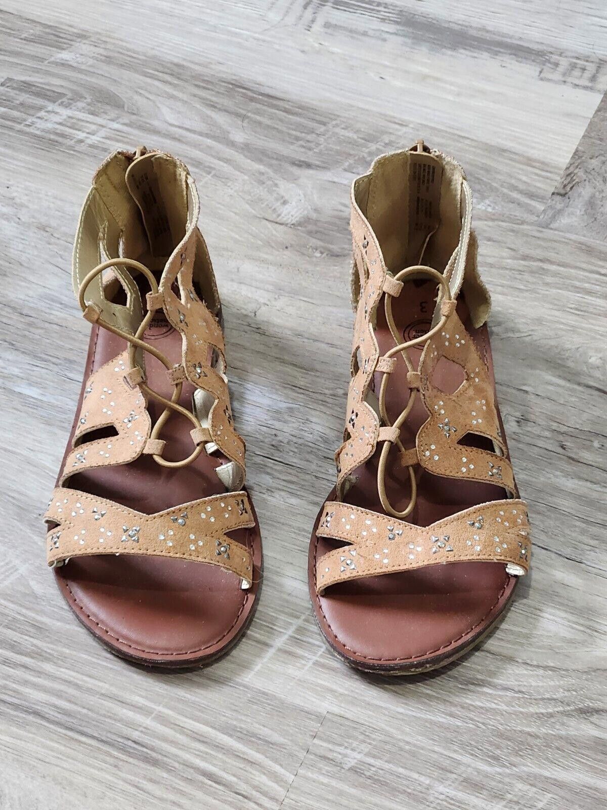 Designer Wonder Nation Sandals Girls Size 3 Brown Gladiator Strappy Size US 4 / IT 34 - 2 Thumbnail