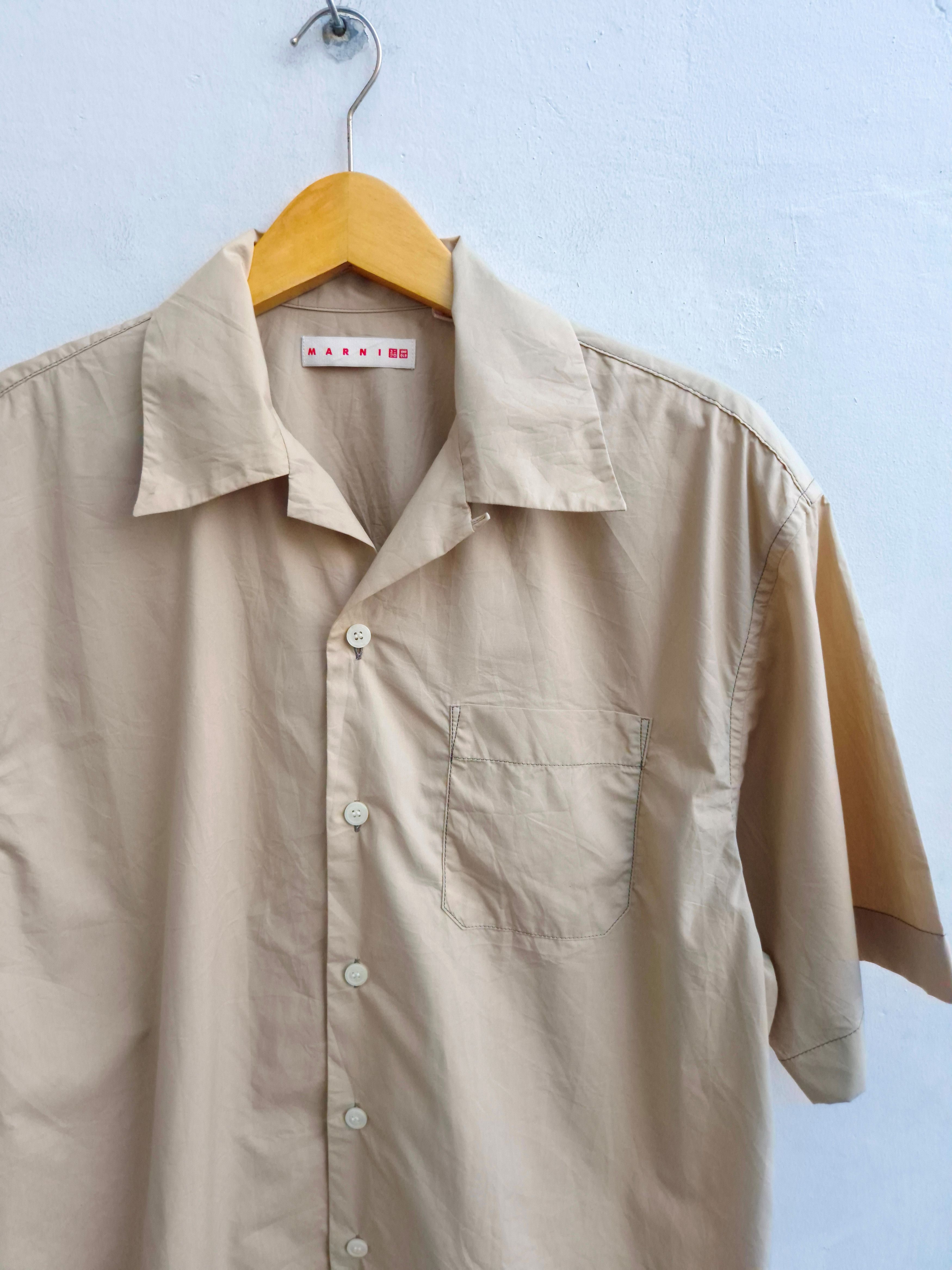 Marni Marni x Uniqlo Beige Oversized Open Collar Shirt Size US M / EU 48-50 / 2 - 2 Thumbnail