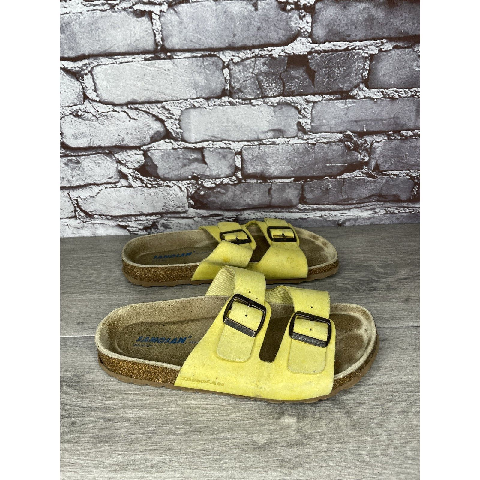 Other Sanosan Yellow Leather Arizona Slides Casual Cork Sandals Wo Size US 9.5 / IT 39.5 - 11 Thumbnail