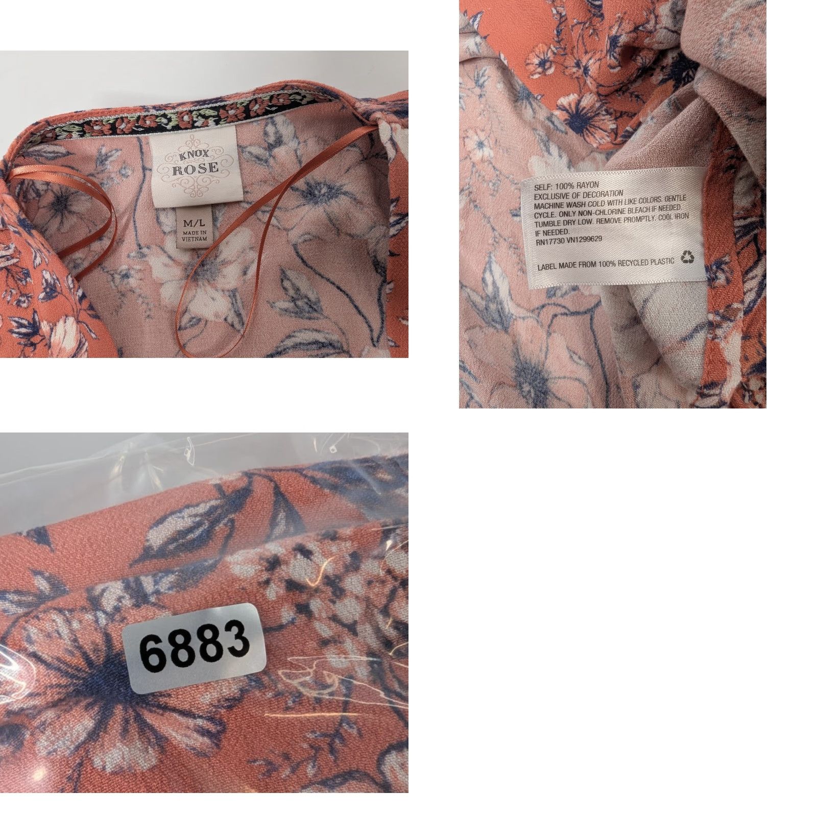 Vintage Knox Rose Women's M/L Pink Orange Open Front Floral Poncho Cover Up Boho Rayon Shirt? Size M / US 6-8 / IT 42-44 - 8 Thumbnail