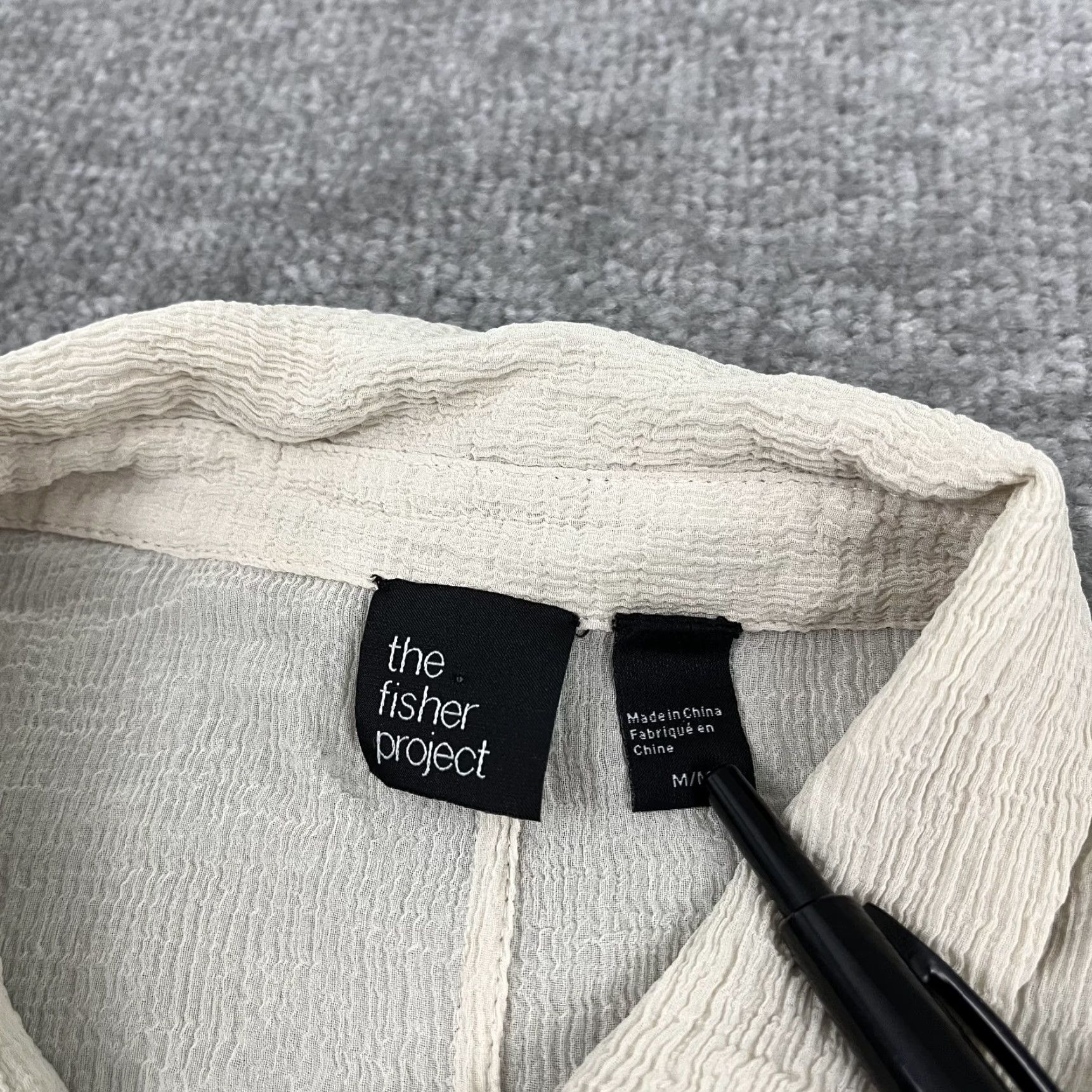 Eileen Fisher The Fisher Project by Eileen Fisher Tunic Top Women M Ivory Silk Hi Low Hem Button-Up Size M / US 6-8 / IT 42-44 - 2 Thumbnail