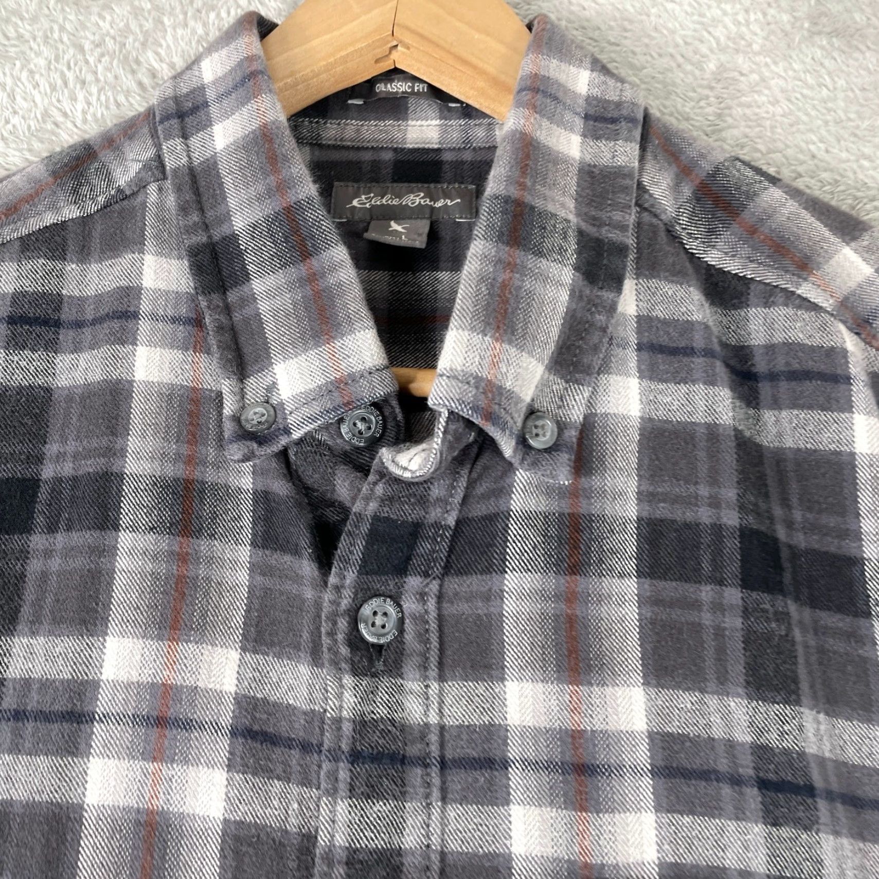 Eddie Bauer Eddie Bauer Flannel Shirt Mens L Gray Plaid Long Sleeve Button Down Outdoor Casual Workwear Classic Fit Size US L / EU 52-54 / 3 - 3 Thumbnail