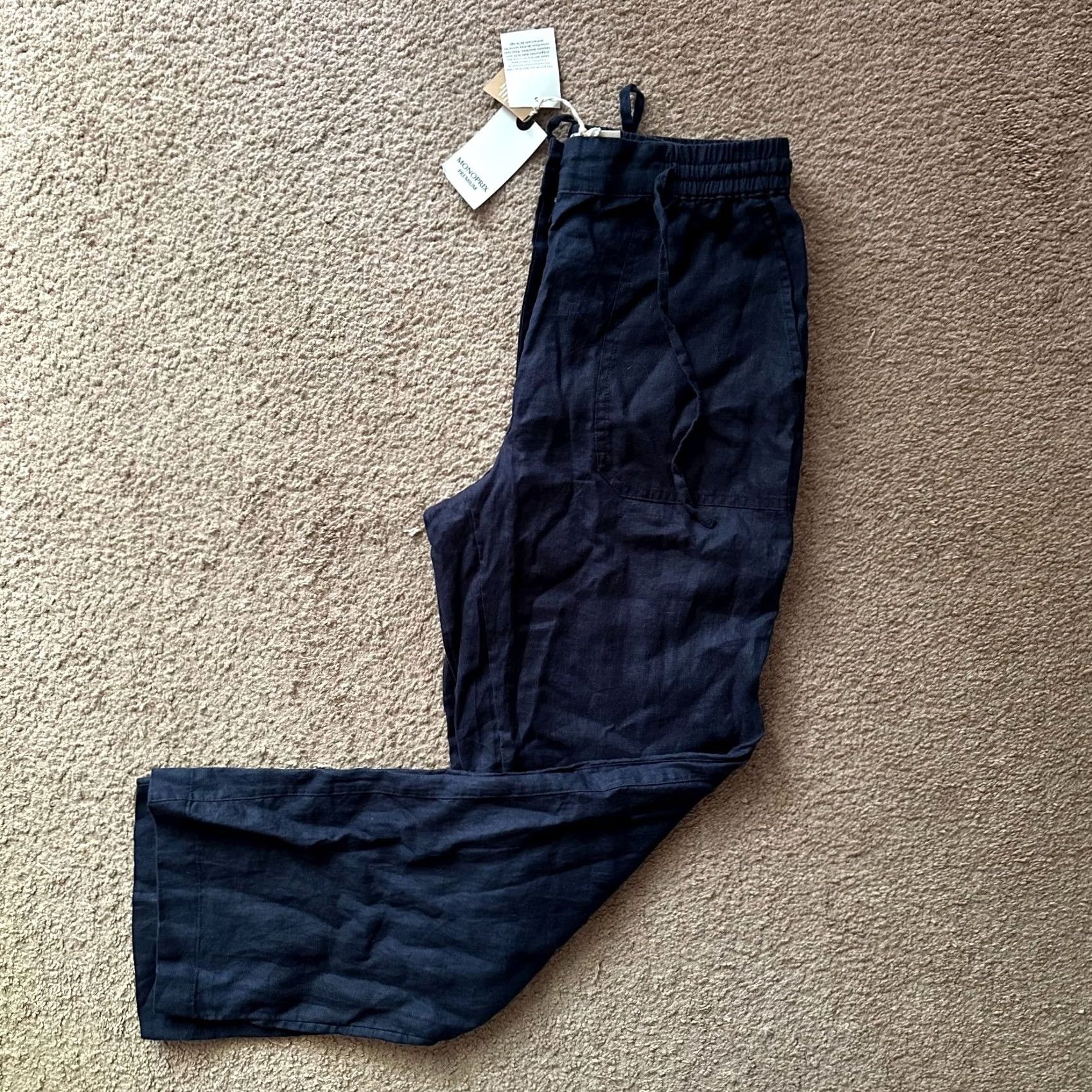 Vintage Monoprix Premium Pants Womens XS 28x29 100% Linen NWT High Rise Straight Leg Size 26" / US 2 / IT 38 - 2 Thumbnail