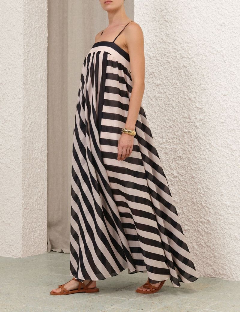Zimmermann oc11z0126 Maxine Stripe Maxi Dress in Black/Cream Size M / US 6-8 / IT 42-44 - 3 Thumbnail
