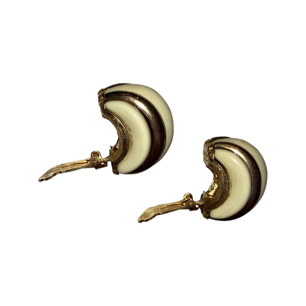 Designer Kenneth Lane White and Gold Ridged Earrings Size ONE SIZE - 5 Thumbnail