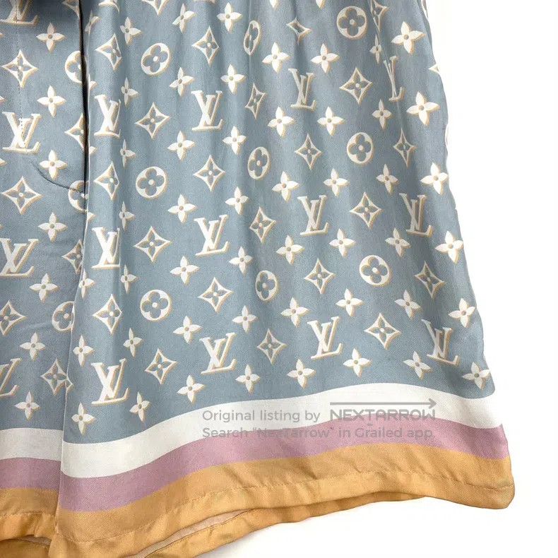 Louis Vuitton Louis Vuitton Blue presbyopic printed silk shorts Size US 44 / EU 60 - 7 Thumbnail