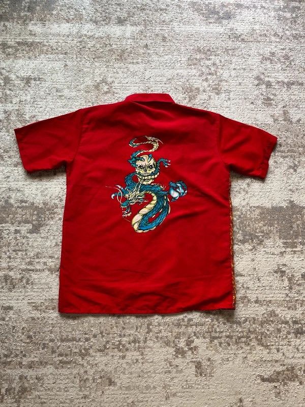 Other Y2K Flames Dragon Skull Fishbone Shirt + Laos Shorts Vintage Size 36S - 4 Thumbnail