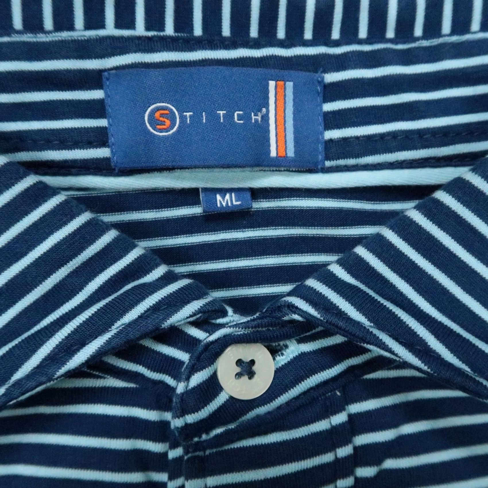 Vintage Stitch Polo Shirt Mens Large Blue Stripe Polo Short Sleeve Skull Crossbones Size US L / EU 52-54 / 3 - 3 Thumbnail
