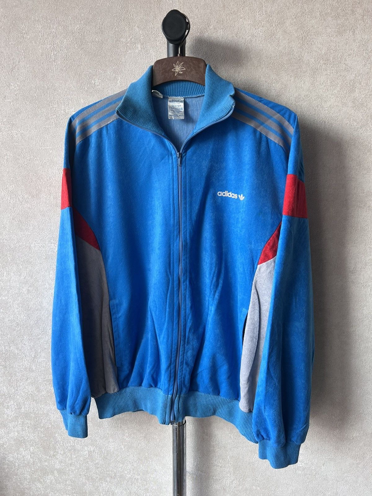 Adidas 80s Adidas Vertex Velour Zip Up Jacket Made in France Size US M / EU 48-50 / 2 - 3 Thumbnail