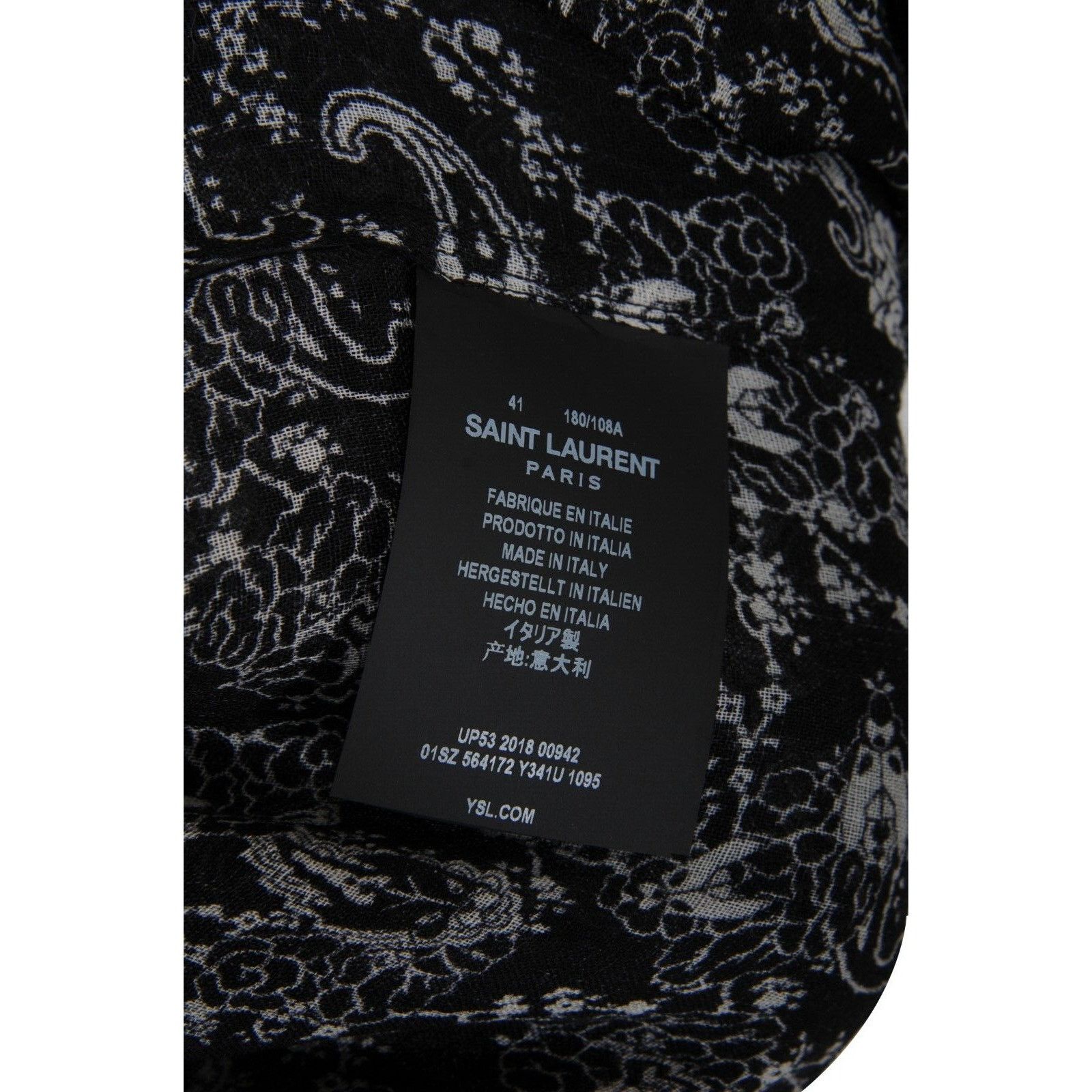 Saint Laurent Paris Paisley Button Down Shirt Size 41 / 16 Black Wool Size US M / EU 48-50 / 2 - 7 Thumbnail