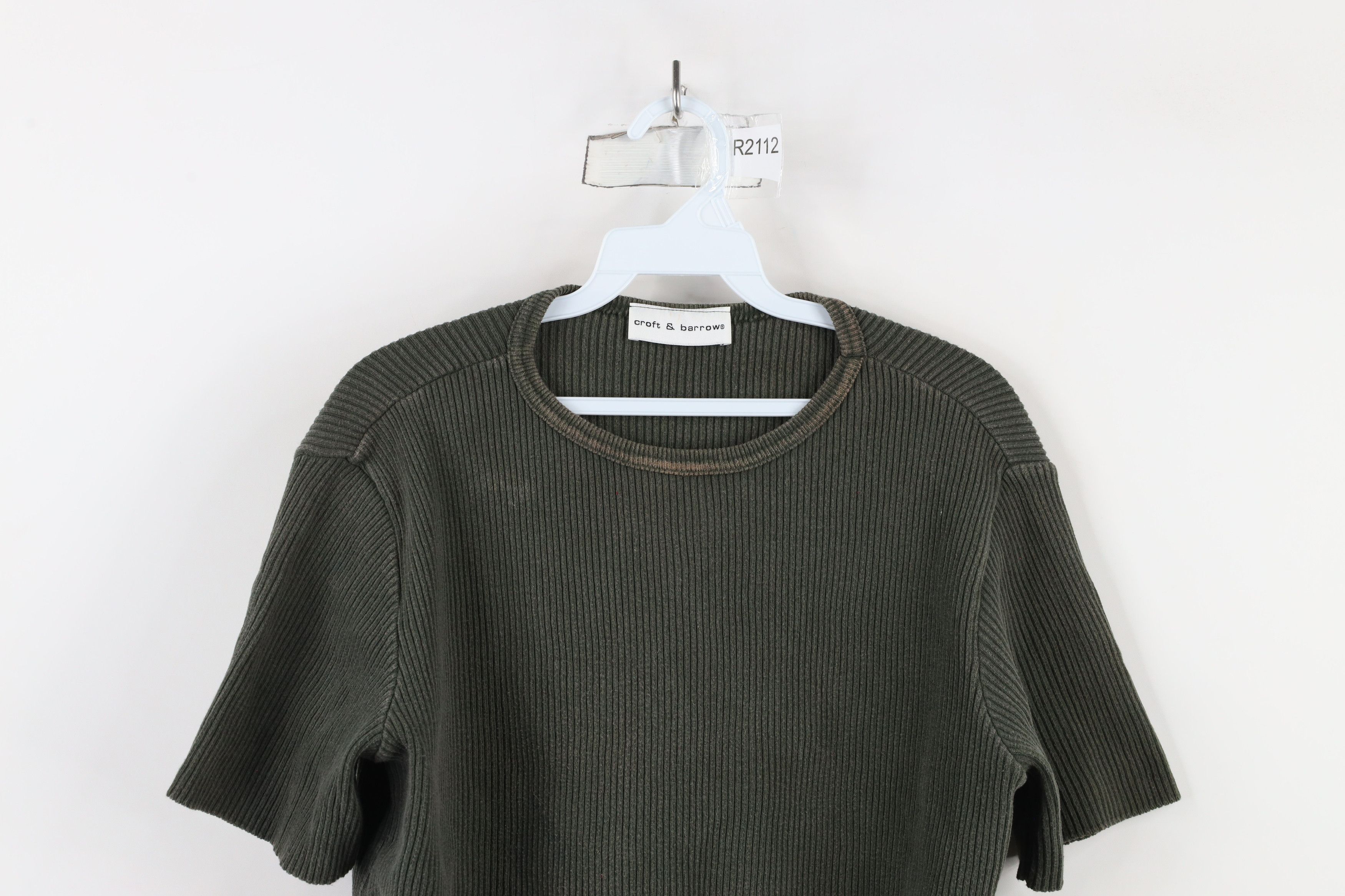 Vintage Vintage 90s Streetwear Cropped Ribbed Knit T-Shirt Green Size L / US 10 / IT 46 - 2 Thumbnail