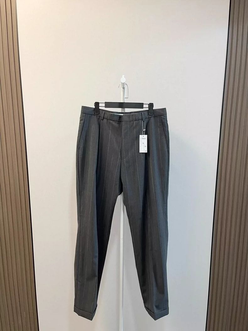 Versace Versace Men's Gray Striped Dress Pants-yf Size US 34 / EU 50 - 1 Thumbnail