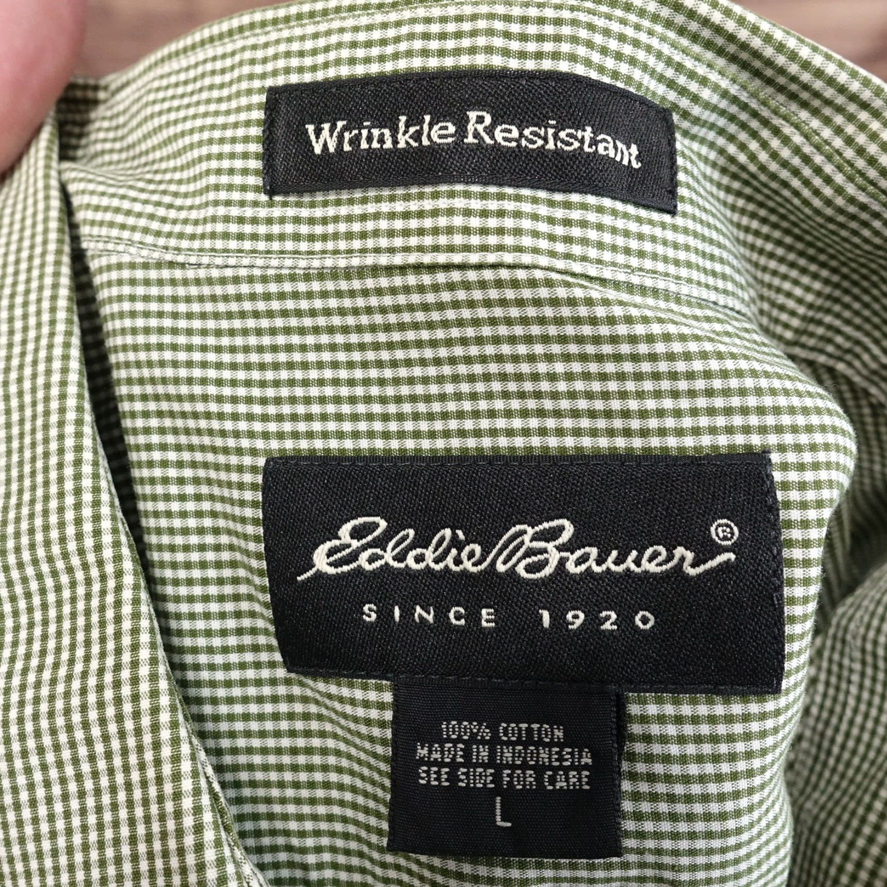 Eddie Bauer Vintage Eddie Bauer Cotton Button-Down Shirt Check Pattern Green Men’s Large Casual Business Slate Green Size US L / EU 52-54 / 3 - 6 Thumbnail