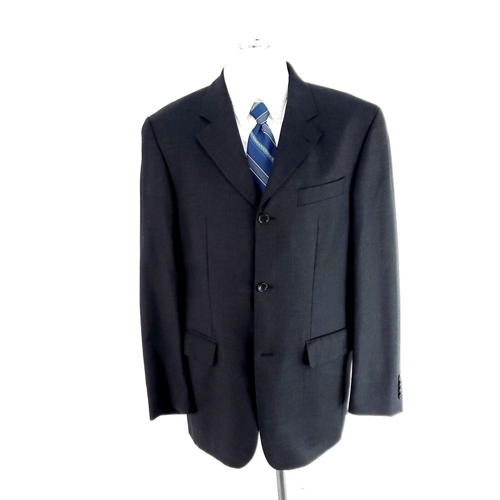 Pierre Cardin Pierre Cardin Super 120s Wool 3 Button Suit Jacket 40R Gray Size 40R - 3 Thumbnail