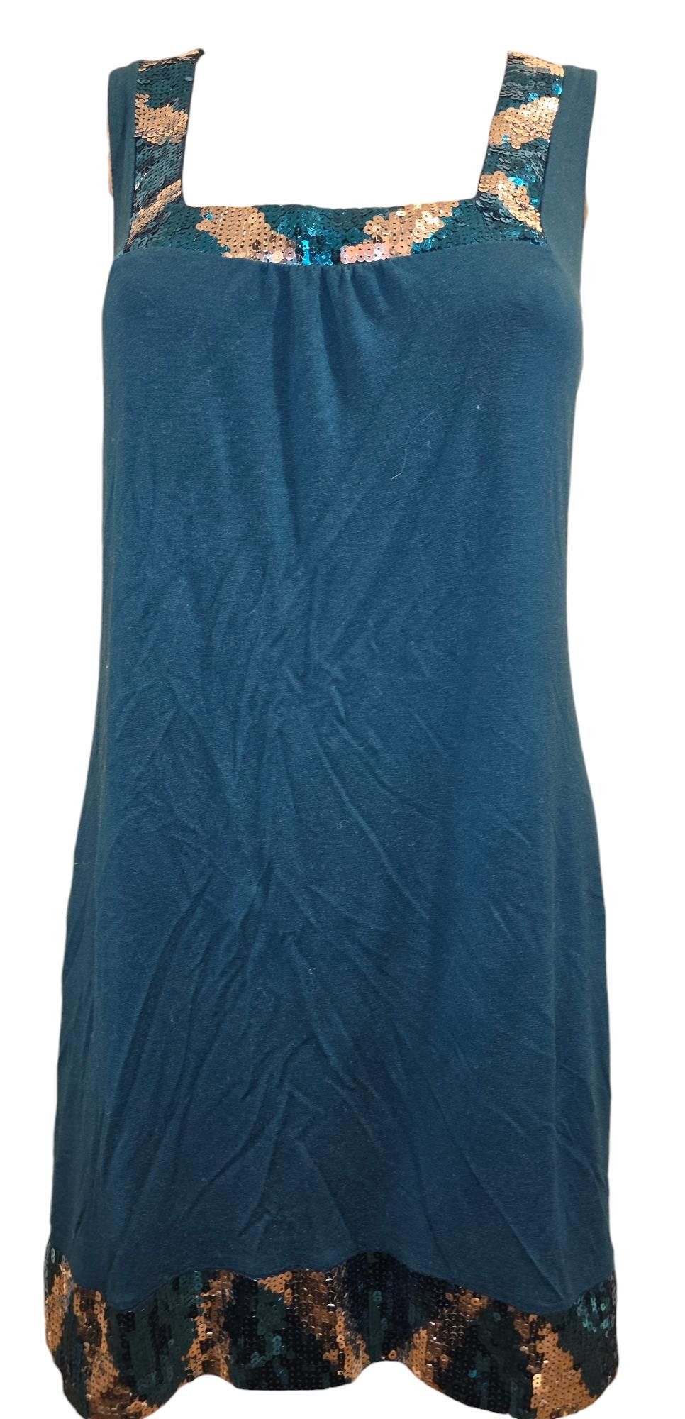 Express Express Teal Sequin Top - Size M - Stylish Party Wear Size M / US 6-8 / IT 42-44 - 1 Thumbnail