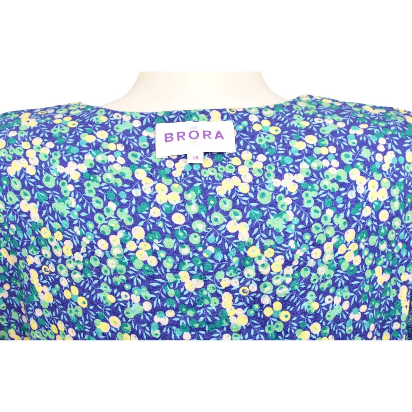 Vintage Brora Dress DDP Floral Print Viscose Blend Long A-Line 16 Blue Womens Size XXL / US 16-18 / IT 52-54 - 4 Thumbnail