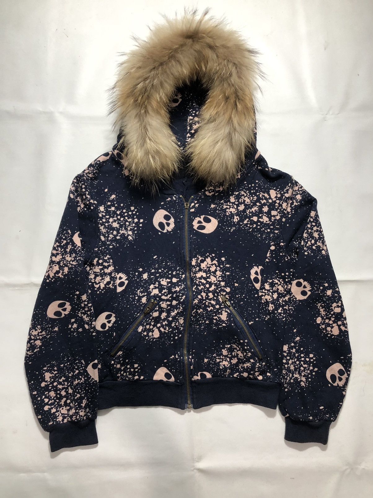 Japanese Gothic Skull Fur Hoodie Zipper Ifsix LGB Style