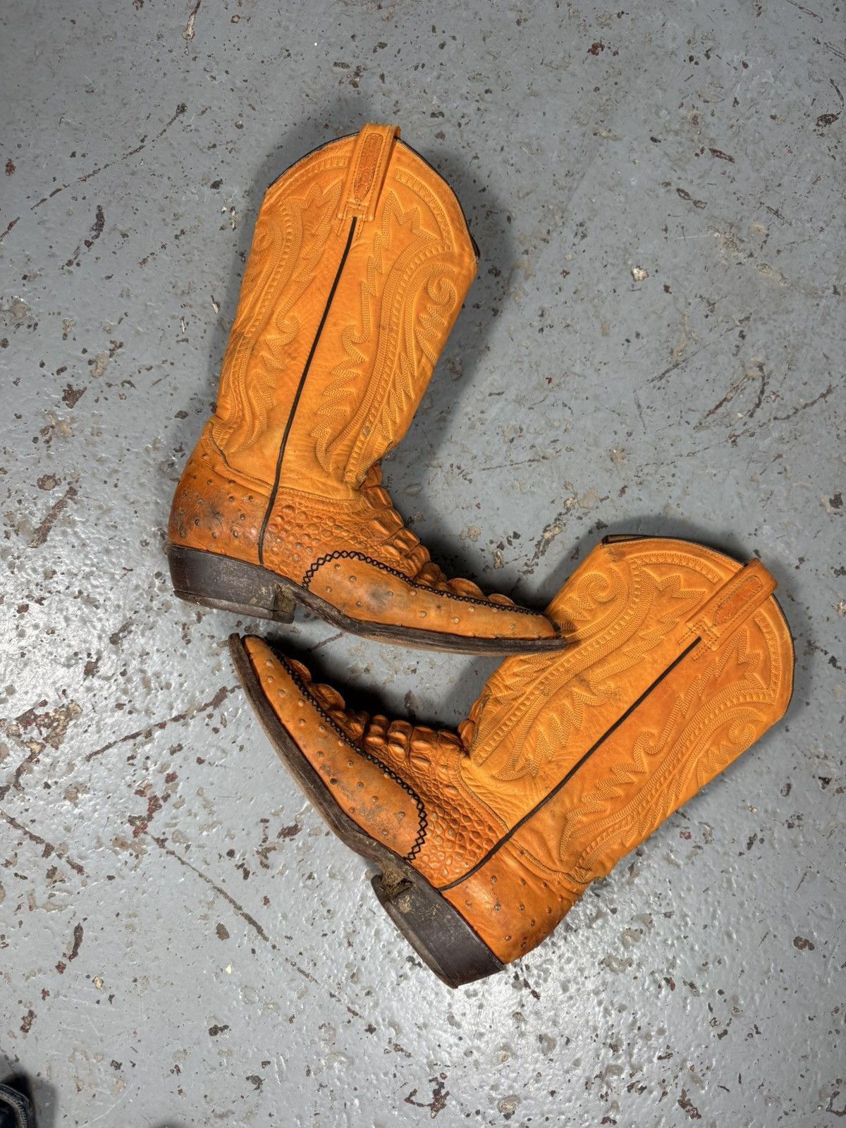 Other 80s Vintage Rudel Made In Usa Crocodile Vamp Cowboy Boots Size US 10.5 / EU 43-44 - 5 Thumbnail