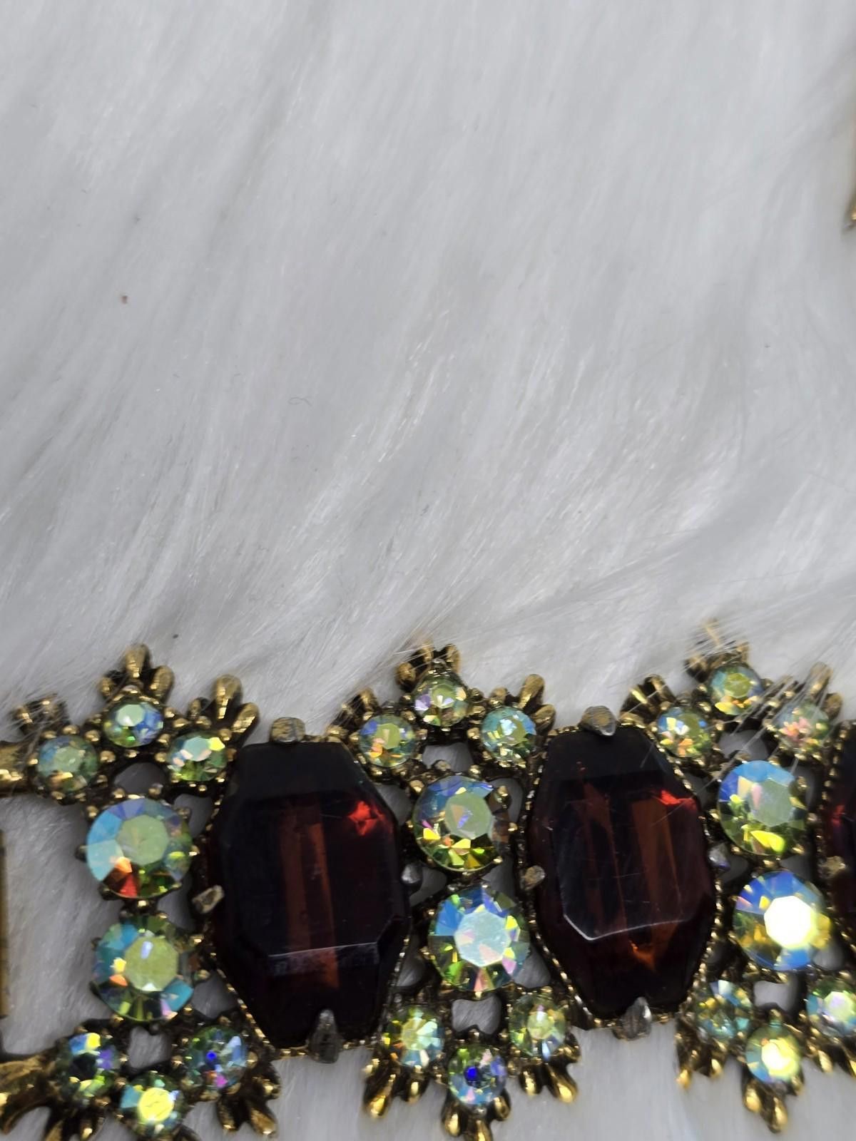 Conte of Florence Unsigned Florenza Amber AB Rhinestone Bracelet Earring Set Size ONE SIZE - 6 Thumbnail