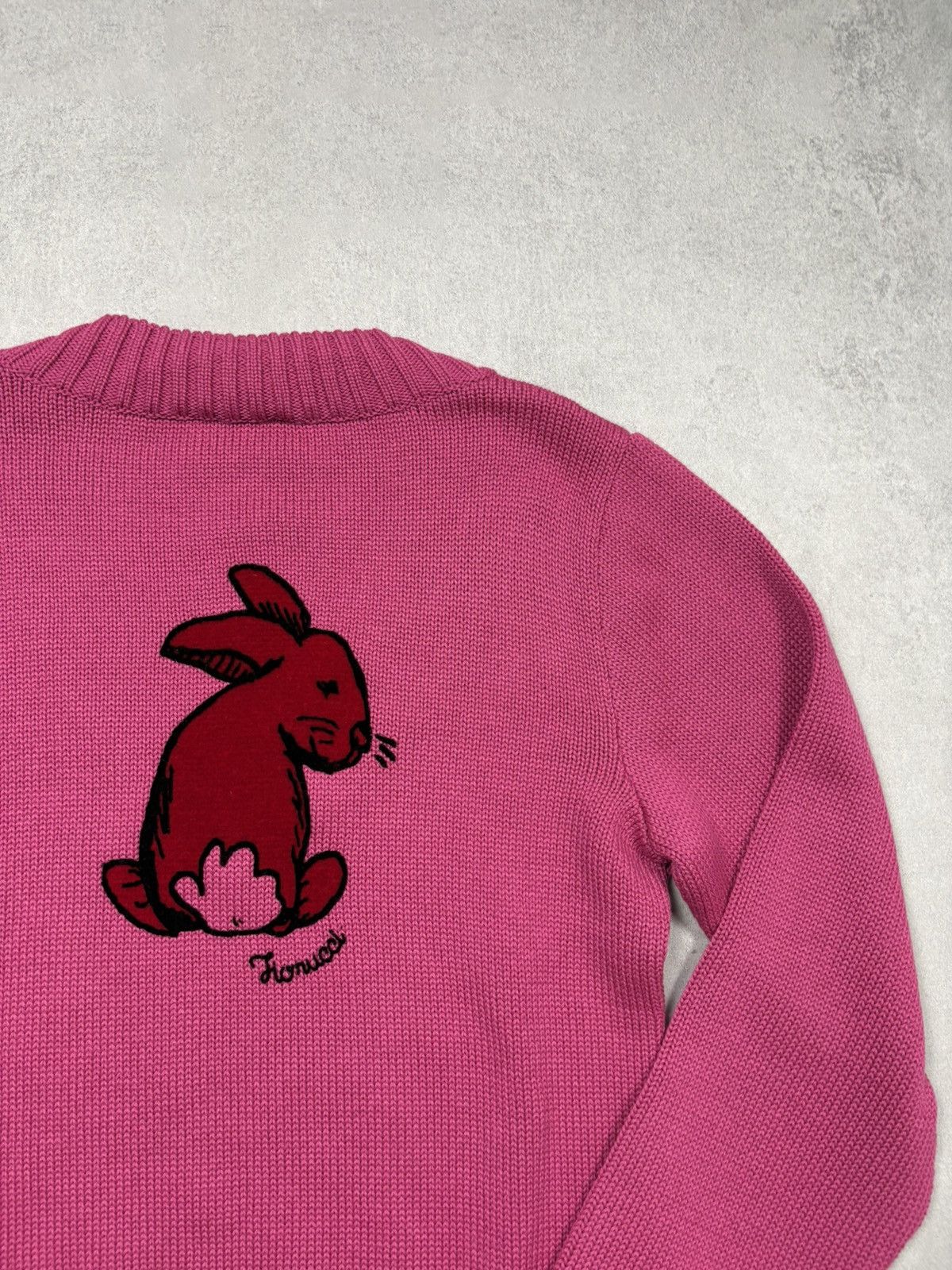 Fiorucci Fiorucci Pink Bunny Knit Sweater Wool Blend V Neck XL Y2K Size XL / US 12-14 / IT 48-50 - 4 Thumbnail