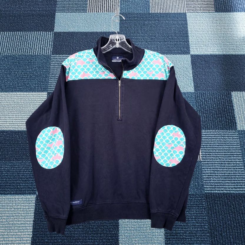 Vintage Simply Southern Sweatshirt Womens M Medium Blue Quarter Zip Fish Elbow Patch Size M / US 6-8 / IT 42-44 - 1 Thumbnail