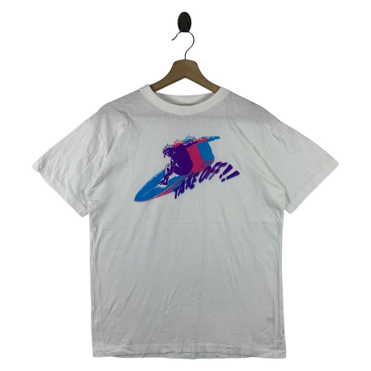 Vintage Vintage 90s TAKE OFF big logo Surfing tee Size US M / EU 48-50 / 2 - 1 Thumbnail