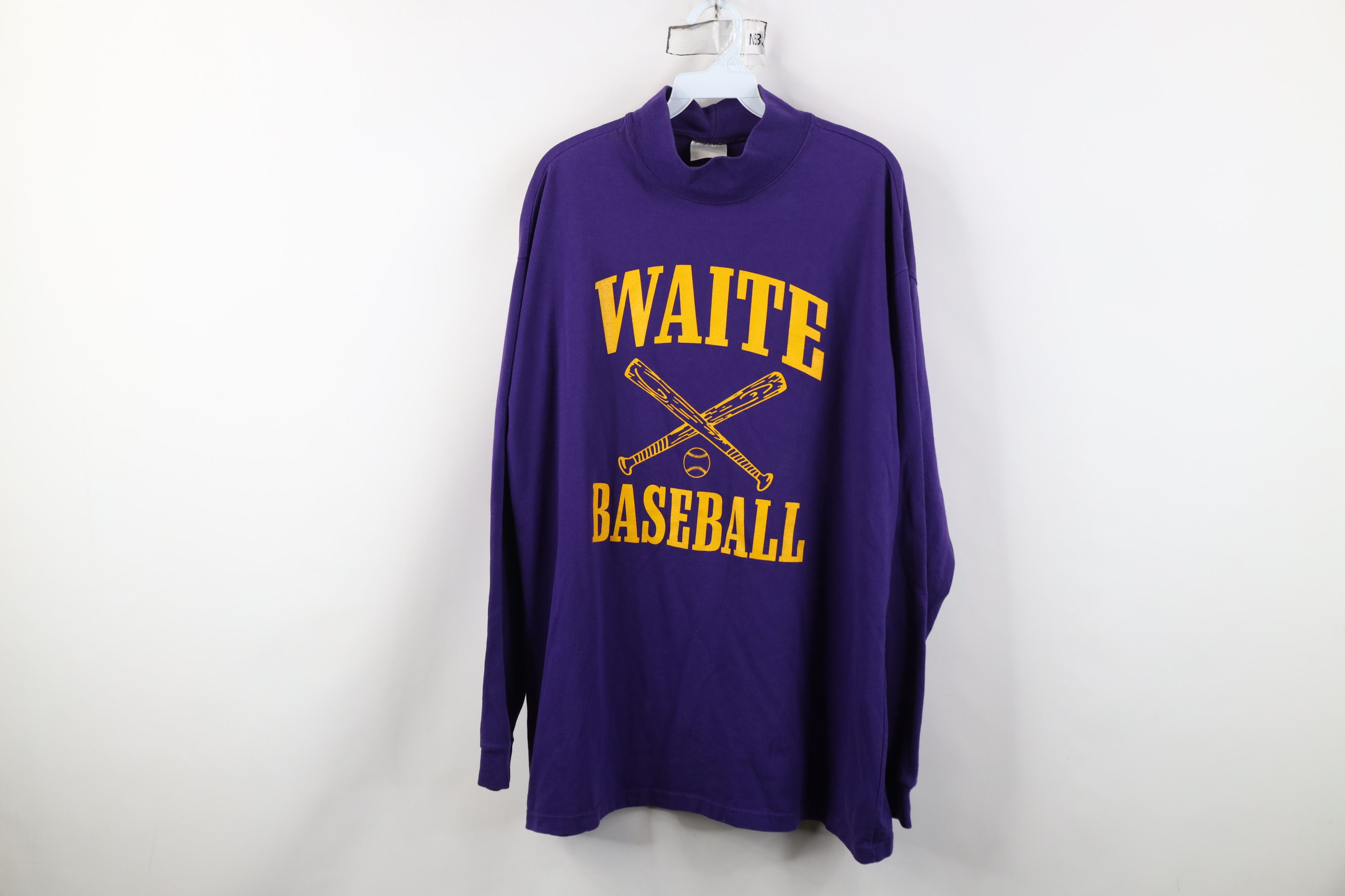 Vintage Vintage 90s Streetwear Baseball Mock Neck T-Shirt Purple USA Size US XXL / EU 58 / 5 - 1 Thumbnail