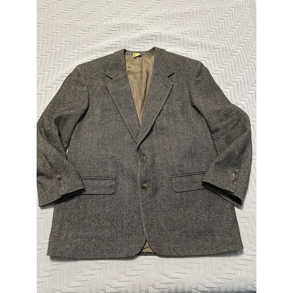 Bloomingdale's Bloomingdale's Peterborough Row black chevron wool blazer Size 46R - 1 Thumbnail