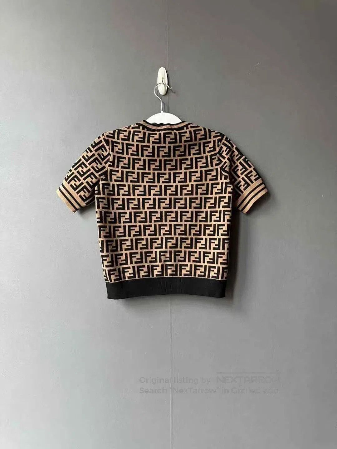 Fendi FENDI Brown All-Over Print Knit Short Sleeve T-Shirt| Size XS / US 0-2 / IT 36-38 - 2 Thumbnail