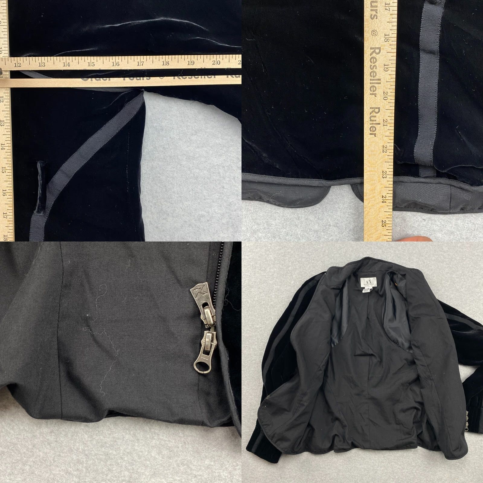 Armani Exchange Armani Exchange Velvet Jacket Womens M Black Full Zip Lined Silk Blend Modern Casual All Seasons Mid-Length Pockets Size M / US 6-8 / IT 42-44 - 9 Thumbnail