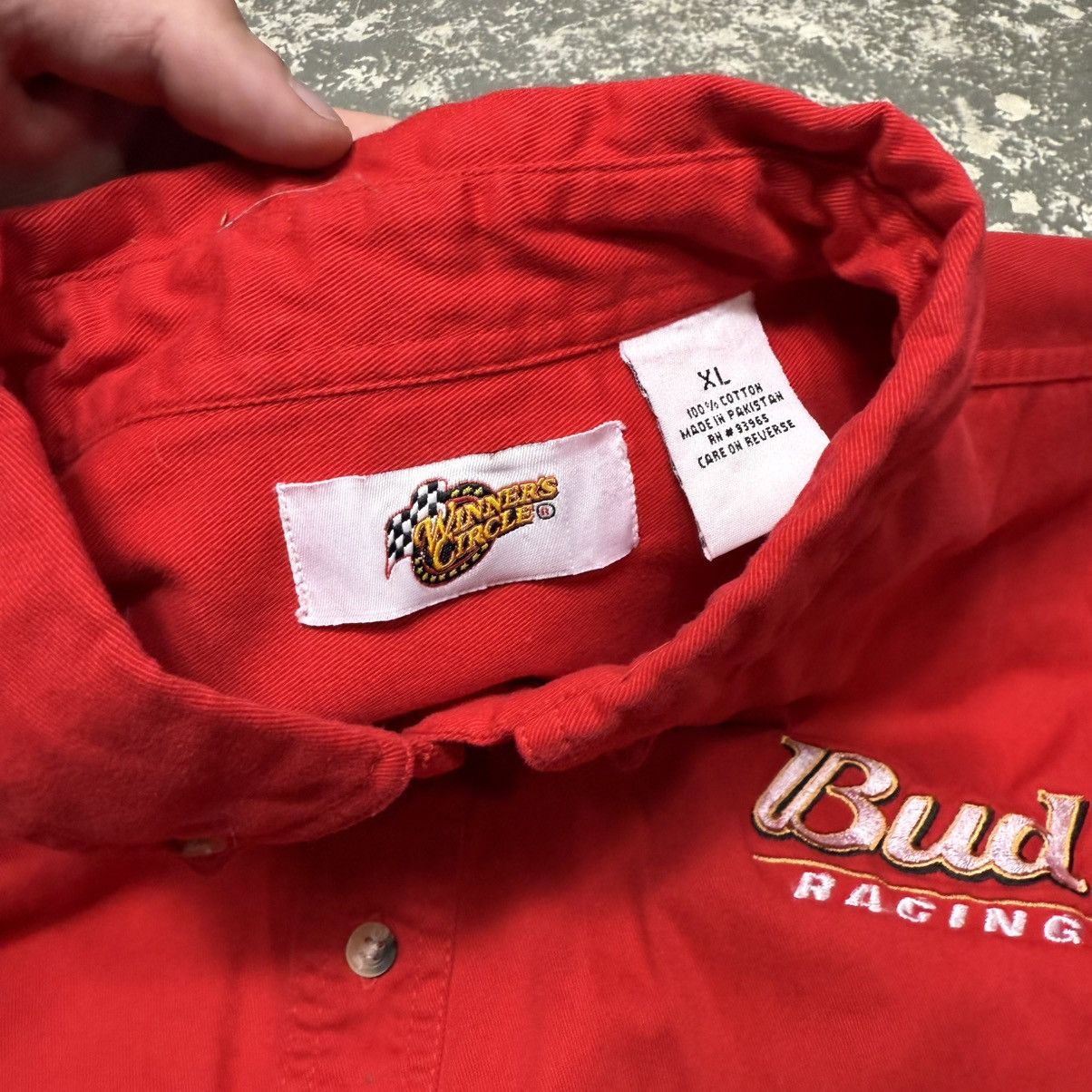 NASCAR Vintage Budweiser Racing Red Botton Up Nascar Shirt Size US XL / EU 56 / 4 - 5 Thumbnail