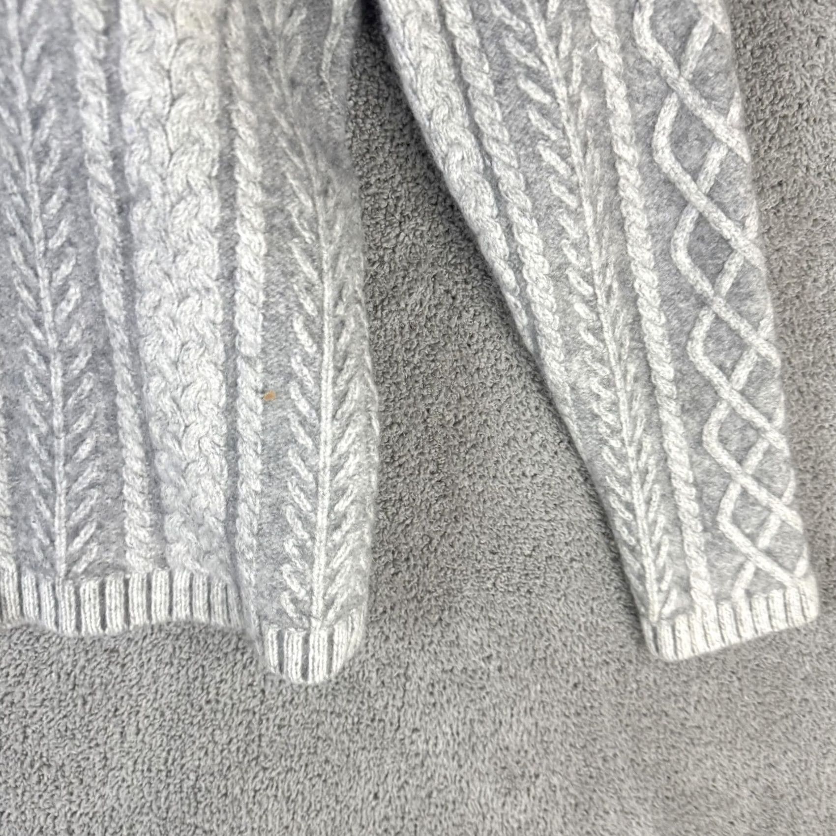 Vintage L.L. Bean Sweater Womens L Gray Mock Neck Cable Knit Wool Angora Pullover Size L / US 10 / IT 46 - 3 Thumbnail