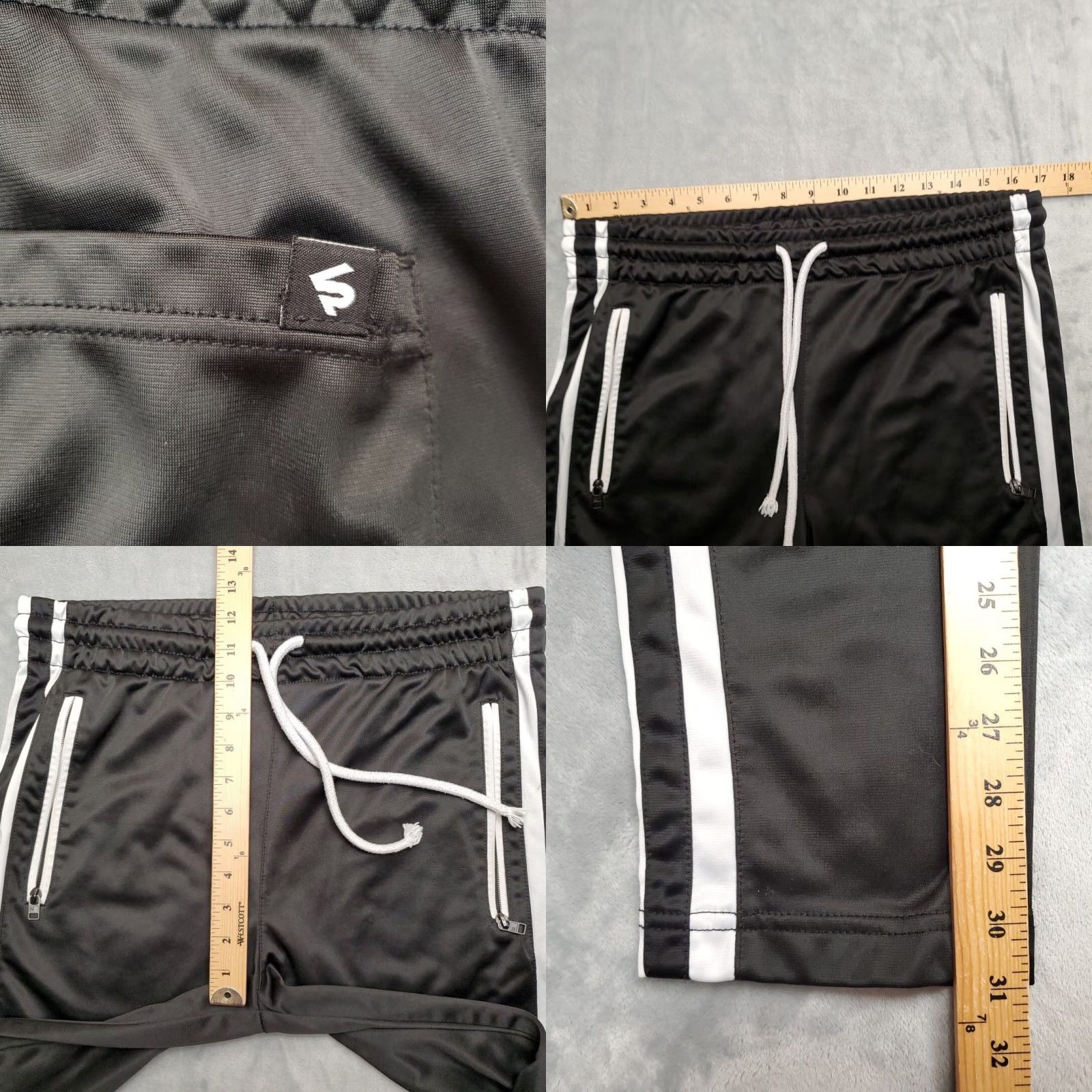 Southpole Southpole Pants Men XL Black Striped Performance Fleece Warm Up Track Zip Pocket - Sports Pants, Men XL, Black, Striped, Drawstring, Elastic Waist Size US 36 / EU 52 - 8 Thumbnail
