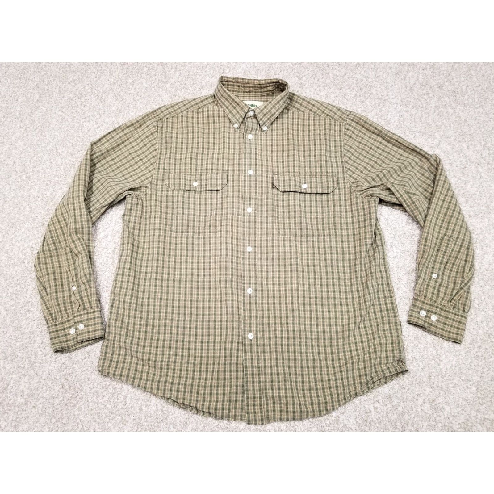 Olive Gander Mountain Shirt Mens Large Olive Plaid Long Sleeve Button-Down Casual Size US L / EU 52-54 / 3 - 2 Thumbnail