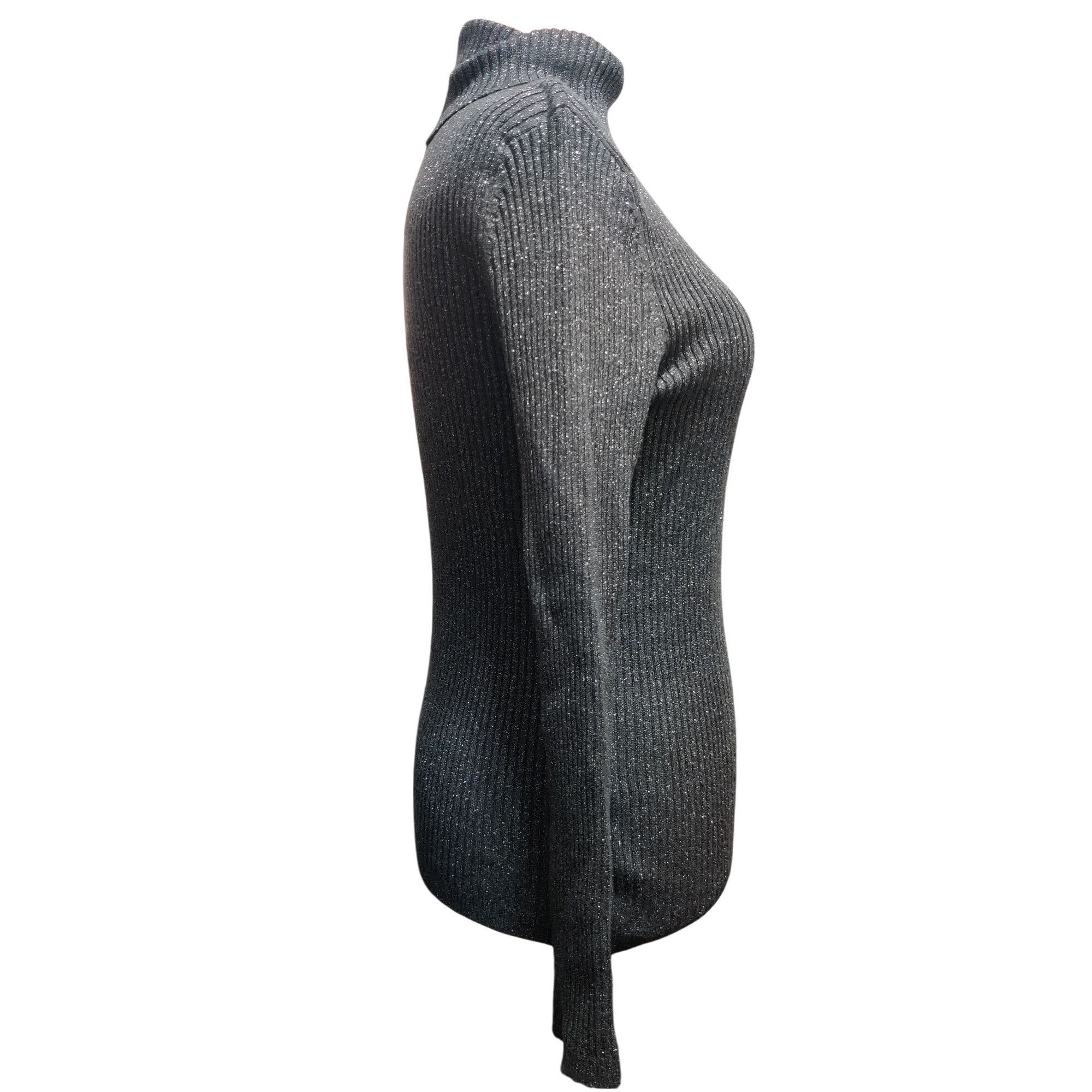 Other 212 Collection L Womens Gray Sweater Turtleneck Ribbed Metal Size L / US 10 / IT 46 - 4 Thumbnail
