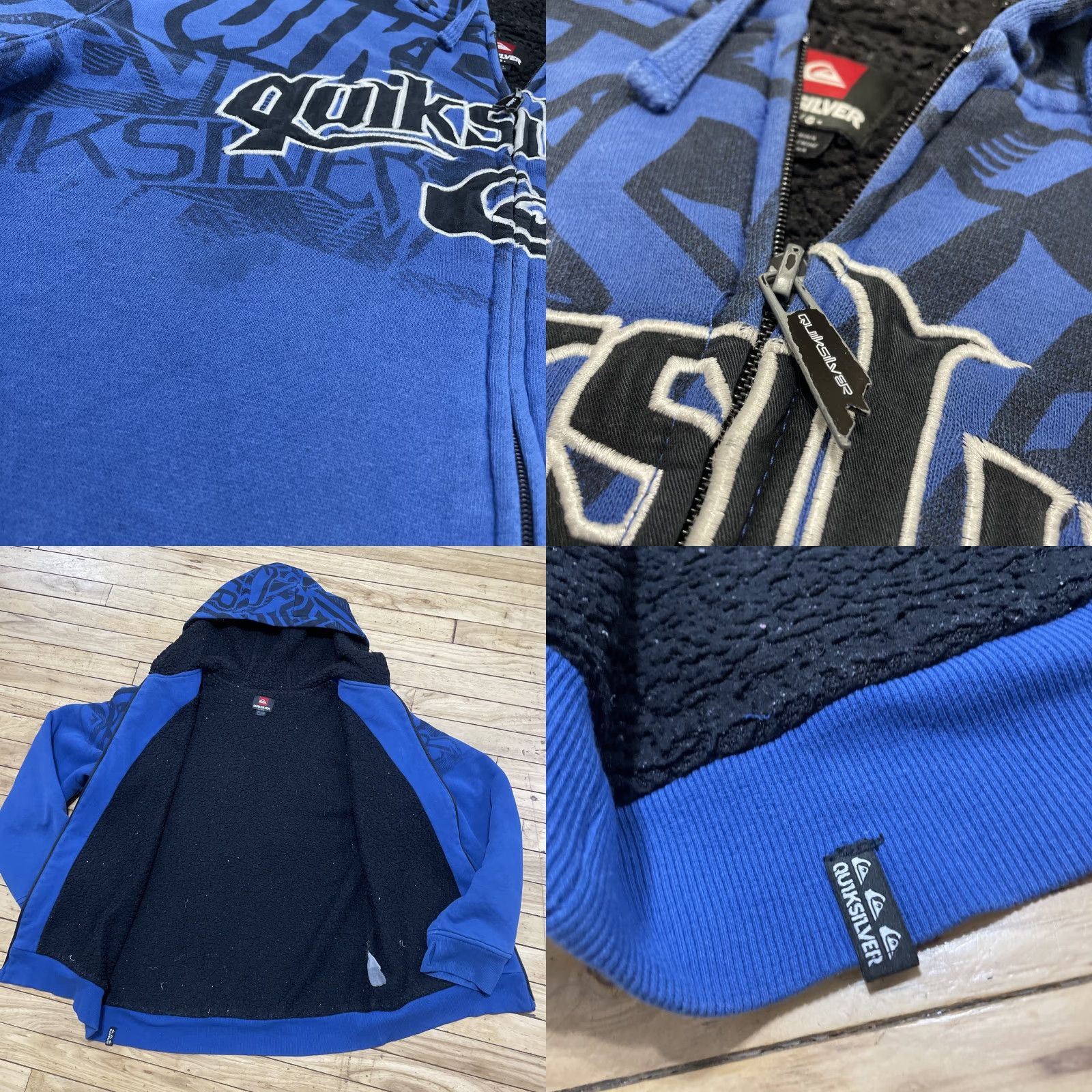 Quiksilver VINTAGE Quiksilver Hoodie Men L Blue Double Graphic Embroidered Zip Jacket Surf Skate Maxi AOP Rare Size US L / EU 52-54 / 3 - 9 Thumbnail