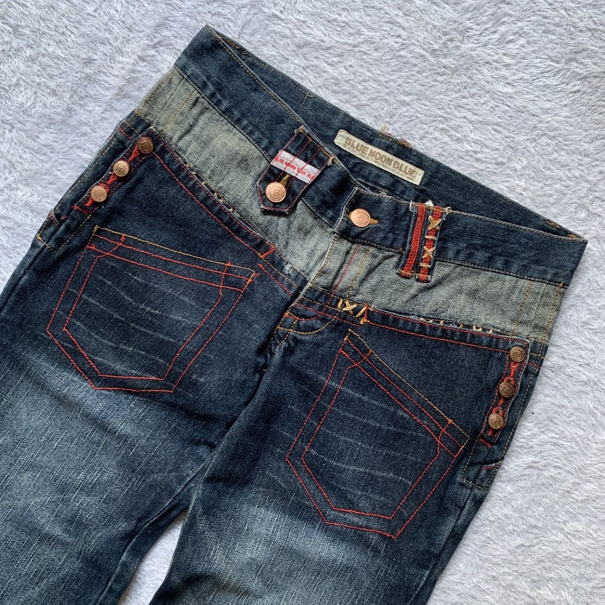 If Six Was Nine Crazy design by blue moon blue denim pants Size US 32 / EU 48 - 3 Thumbnail